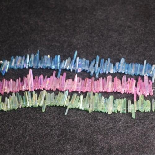 8'' 2lot Blue Stone Necklace Pendant, Druzy Crystal Quartz Bullet Hexagonal Point Pendulum Column Reiki Healing Chakra Jewelry