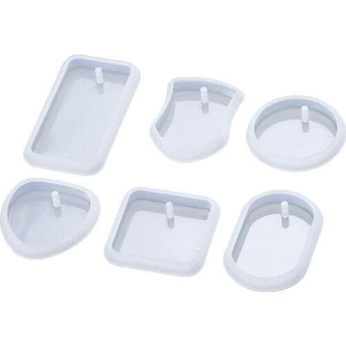 LXAD 6 Pcs Keychain Epoxy Resin Mold Hanging Pendant Silicone Mould DIY Crafts Jewelry Necklace Casting Mold