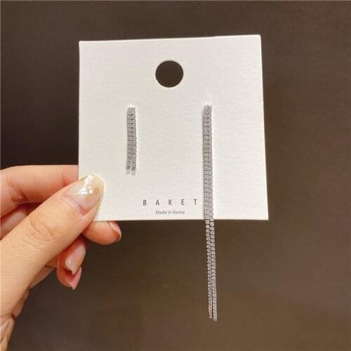 Fashion Asymmetry Rhinestone Tassel Dangle Earrings for Women 2021 New Trendy Earrings Female Elegant Luxurious Drop Earrings