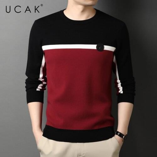 UCAK Brand Classic Sweater Men Clothing Striped O-Neck Streetwear Sweater Pull Homme Spring Autumn Thick Pullover U1255