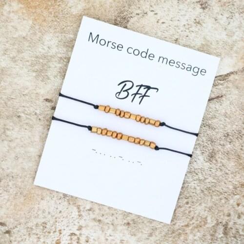 2Pcs/Set Morse Code Bracelet BFF Wish Bracelet Set Bead Friendship Bracelet Morse Code Jewelry for Women Men Best Friend Gift
