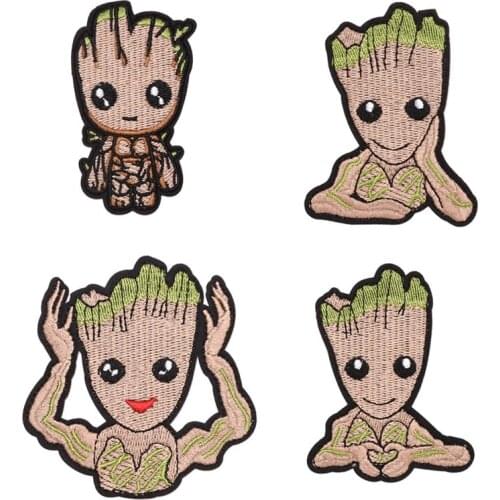 Tree people Groot patches Iron On Embroidered Clothes Patches For Clothing Stickers Garment For Girl boy Clothing Stickers