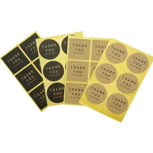 60pcs/lot 60pcs Round Square Thank You Seal 4 Selection Kraft Seal Sticker For Handmade Products DIY Gift Sealing Sticker