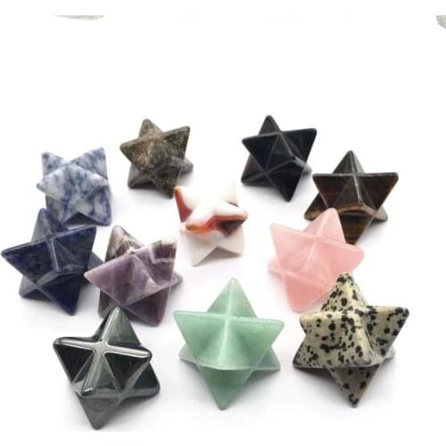Natural crystal gemstone ornament rose quartz merkaba star spiritual healing products crystal stone for gift