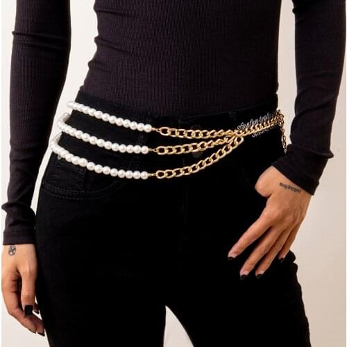 New Layered Tassel Pearl Waist Chain Belt Female Fashion Womens Luxury Belt Chain Lanyards Dresses Accessories Waist Jewelry