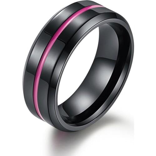 New Fashion Simple Black Groove Bagues Titanium Steel Two Color Mens Ring Fashion Jewelry Good Quality