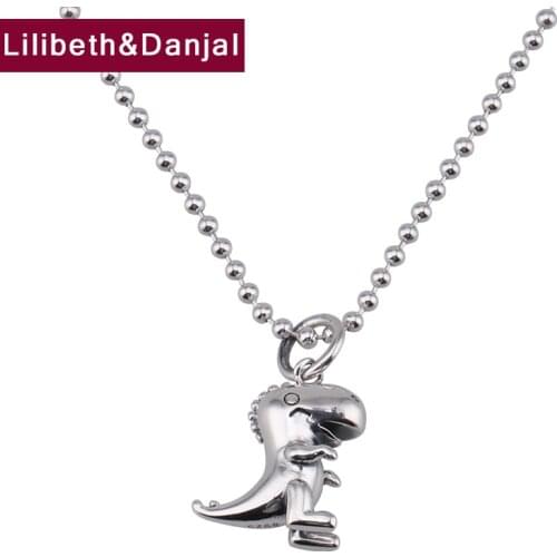 Cute Little Dinosaur Necklace Pendant Real 925 Sterling Silver Fashion Vintage Fine Jewelry Women Men 2021 New Free Shipping P24