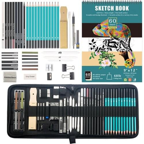 Professional Sketching Pencil Set Drawing Pencils Graphite Charcoal Pencils Carrying Bag Art Students Painting School Supplies