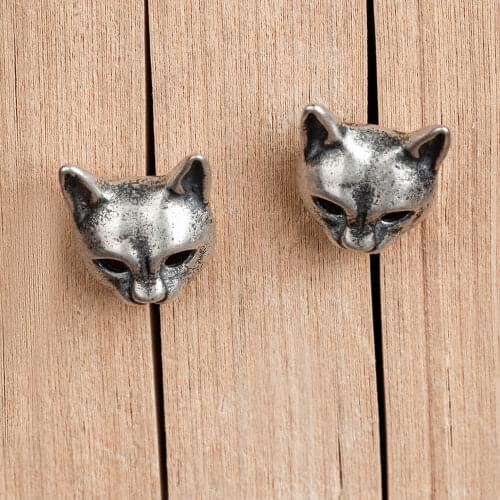 Retro 100% 925 Sterling Silver Cat Stud Earrings for Women Girls Student Teen Trendy Jewelry Vintage Earring Gifts for Women
