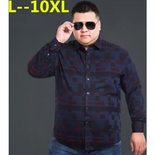8XL 6XL 5XL 4XL Spring Autumn Flannel Men Plaid Shirt Long Sleeve Mens Warm Casual Shirts British Cotton Mens Check Shirt
