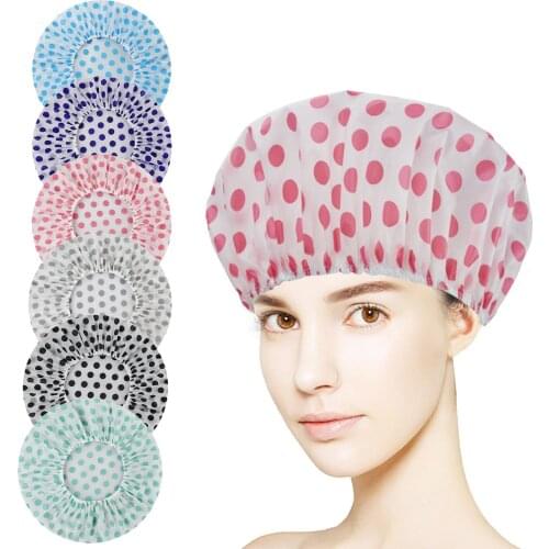 Shower Caps Extra Large Reusable Elastic 100% Waterproof Bathing Hair Cap Beauty Salon Waterproof Shower Cap Freeshipping