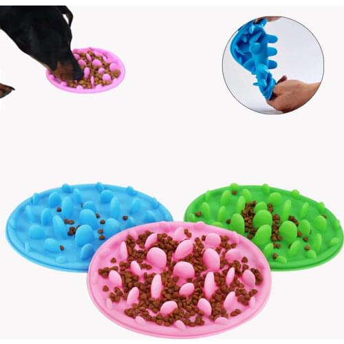 Silicone Pet Bowl Dog Cat Slow Eating Feeding Food Bowls Portable Puppy Feeder Puzzle Bowls Dishes Anti Choke Food Container