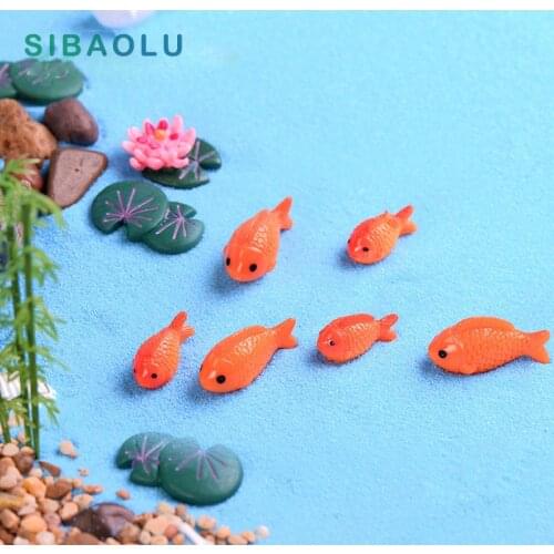 Red Fish Lotus Leaf Figurine Summer Resin Craft Animal Model Landscape Home Decor Miniature Fairy Garden Decoration Accessories