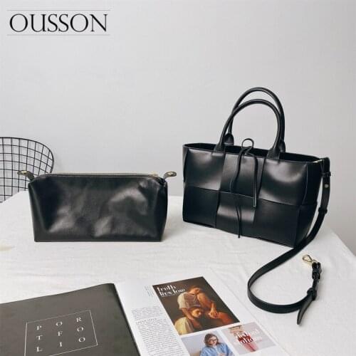 OUSSON 2021 New Design Soft Leather Large Capacity One-Shoulder Bag Fashion Messenger Bag Multifunctional Tote Handbag For Women
