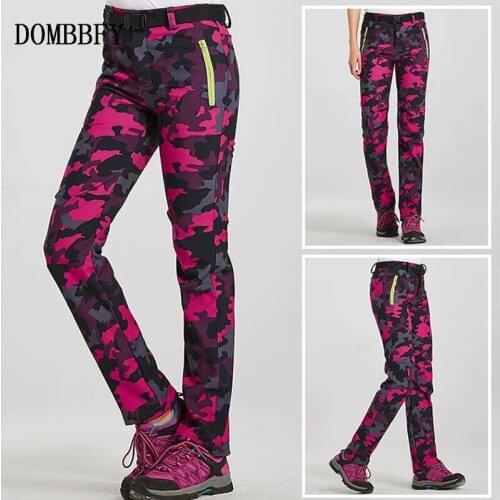 Outdoor Thicken Plus Velvet Waterproof Windproof Hiking Pants Women Winter Warm Trousers Female Fleece Camouflage Trekking Pants
