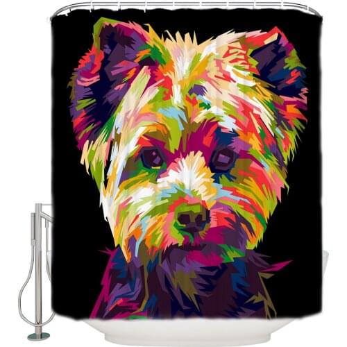 WARMTOUR Shower Curtain Dog Cute Colored Bath Curtains Bathroom Decor with Hooks