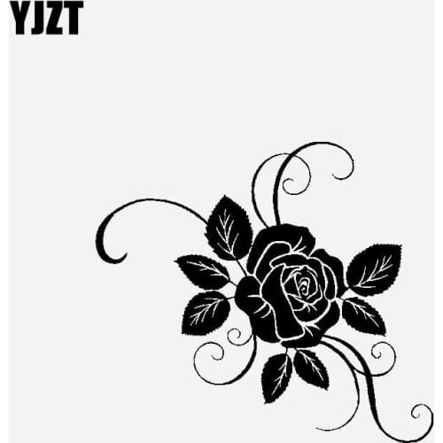 YJZT 16.2CM*14.4CM Originality Car Sticker Vinyl Decal Rose Gorgeous Ornamentation Black/Silver C23-0438
