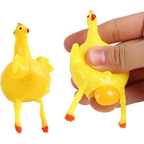 2pcs Tricky Funny Gadgets Squeeze Chicken Egg Laying Hens Stress Relief Toy Squeeze Ball Party Gifts Favors Kids Novelty Fun Toy