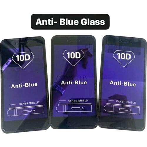 10D Anti Blue Light Tempered Glass Screen Protector for iPhone 12 pro max mini 11 X Xs Max Xr 8 7 Plus 100pcs Add Retail Package