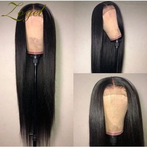 Zoyel Black Color Synthetic Hair Glueless Lace Front Wigs with Baby Hair Straight Heat Resistant with Pre Plucked For Women