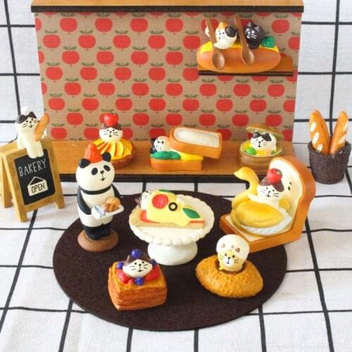 1PC Miniature Kawaii Resin Cat Ornaments Japanese Food DIY Crafts Bakery Coffee Shop Home Decoration Accessories