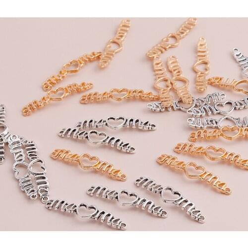 10pcs Two Colors I Love You Mum Charms Connectors Necklaces Bracelets Pendants Mothers Day Jewelry Making Findings