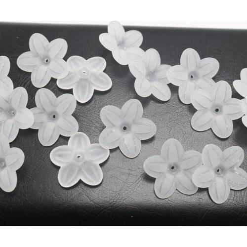 100 White Frost Acrylic Star Flower Bead Cap 21mm Bride Wedding Flower Making