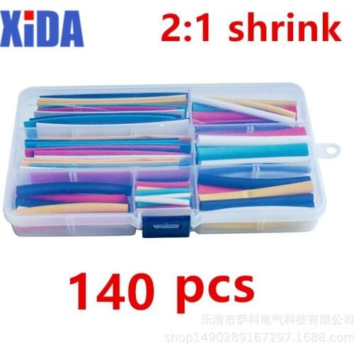 140 PCs Box Color Shrink Sleeve 2:1 Shrink Environmental Protection Shrink Tube Combination