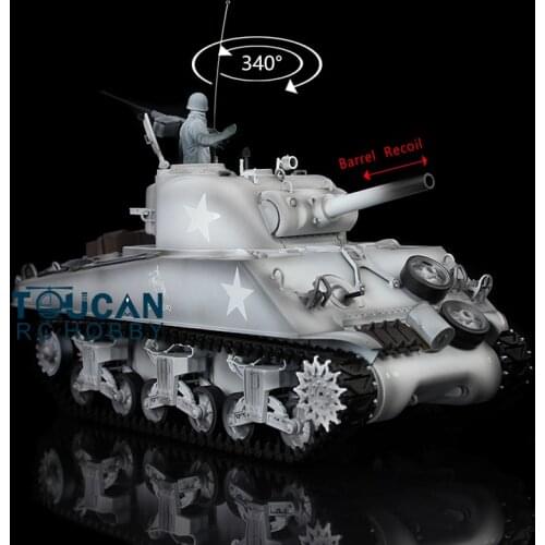 2.4G Henglong 1/16 TK7.0 Plastic M4A3 Sherman RTR RC Tank Model 3898 Barrel Recoil TH17666