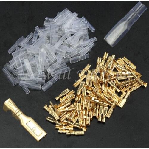 200pcs)/Set 2.8mm Female Spade Connectors & Insulating Sleeves 100pairs Crimp Terminals AWG 22-16 0.5mm2-1.5mm2