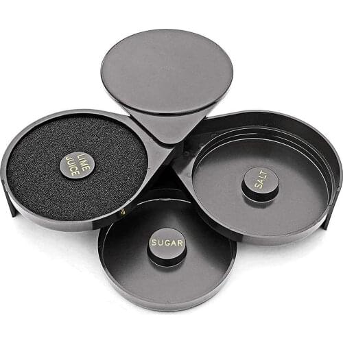 3 Tier Bartender ABS Tool Cocktail Accessory Glass Rimmer Rotating Salt Home Practical Bar Lime Juice Sugar Storage BoxContainer