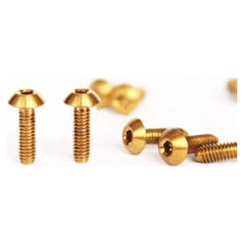 4 PCS M2.5 x 6/8/10mm GR5 Golden Titanium Screws Dome Button Head Allen Model