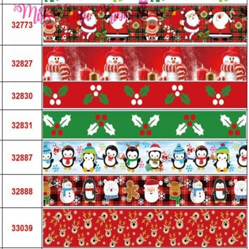 50Y/lot 25mm Grosgrain Ribbon Merry Christmas Ribbon DIY Hairbows Accessories Materials Festival Party Decoration Gift Package