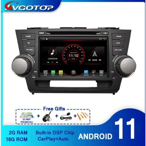 AVGOTOP Android 10 WINCE Bluetooth GPS Car Radio DVD Player For TOYOTA Highlander 2G 16G MP3 MP4 Vehicle Multimedia