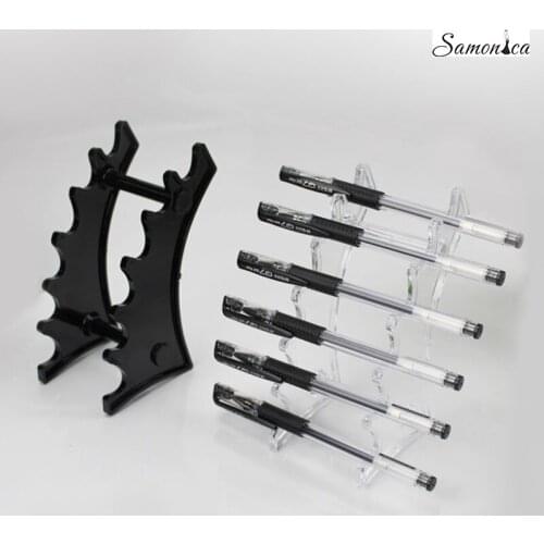 Black/Transparent Plastic Brush Pen Stationery Organization Eyebrow Pencil Makeup Pen Display Rack Storage Stand