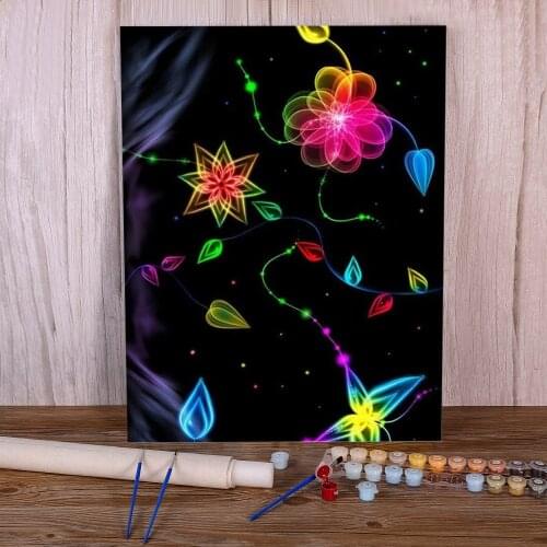 Colored Flowers Painting By Numbers Set Oil Paints 50*70 Oil Painting Decorative Paintings For Kids For Handiwork