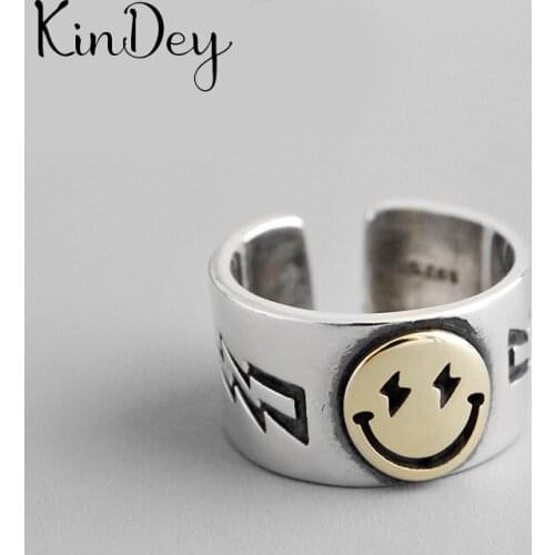 Personality Exaggerated Gothic Big Smile Face Rings For Women Charm Engagement Jewelry Girls Open Finger Knuckle Rings