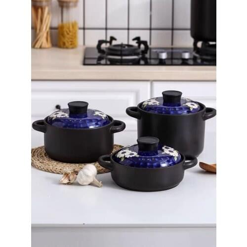 Ceramic blue casserole soup pot stew of high temperature resistant healthy household fire casserole hot pots for cooking pots