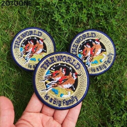 Round Patcher Applique Embroidery For Clothes Sweater T-shirt Sew-On Iron-On Sticker DIY Animals Badges Clothes Decoration F