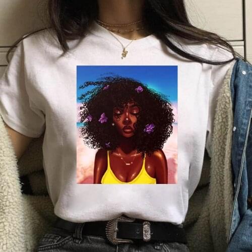 Cool African American Melanin Black Girl T Shirt Women Sexy Girl Tops 90s Hip Hop Style Tshirt Streetwear Casual Female T-shirt
