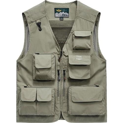 Multi-pockets Hiking Camping Utility Vests Sports Fishing Photographer Tactical Waistcoat Detachable Back Men Mesh Vest Jackets