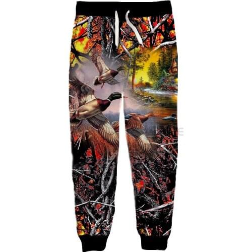 New Fashion Hunting Graphic Spring Autumn Winter Hip Hop Casual Brand 3D Print Duck Pants Polyester v8