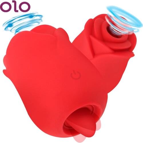 OLO G-spot Stimulator Vagina Masturbation Nipple Sucker Oral Licking Sex Toys for Women Rose Shape Tongue Licking Vibrator