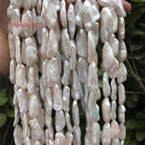 Wholesale NEW freshwater pearl AAA reborn keshi baroque white 11X28MM nature 16" loose bead