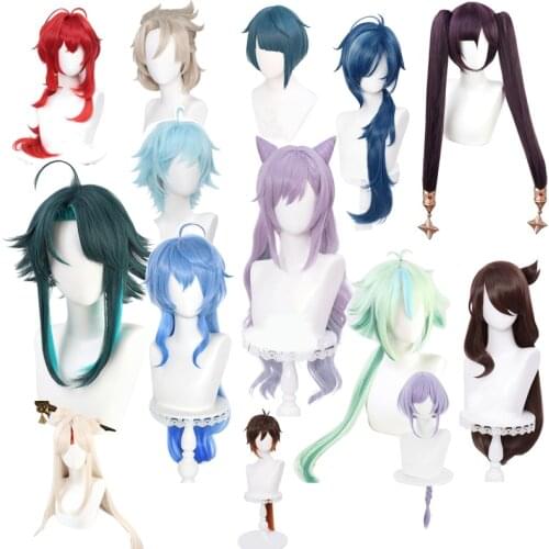 Genshin Impact Cosplay Wig Keqing Xiao Diluc Beidou Ningguang Qiqi Zhongli Ganyu Kaeya Albedo Heat Resistant Synthetic Hair