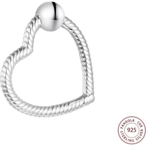 Fits Pandora Bracelet 925 Sterling Silver Moments Heart Charm Holder Beads Women DIY Jewelry Making Gift Kralen Without Chain