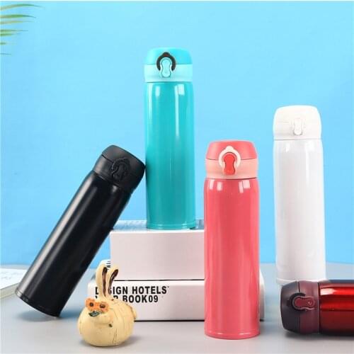 Simple stainless steel thermos Travel hiking office thermo cup Coffee Tea thermo bottle Leakproof portable Vacuum cup 500ML