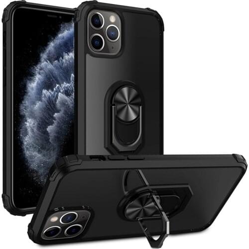 Rugged Shockproof Armor Case For iPhone 11 Pro Max XR X XS 10 6 6s 7 8 Plus 12 Stand Holder Car Ring Phone Cover Transparent