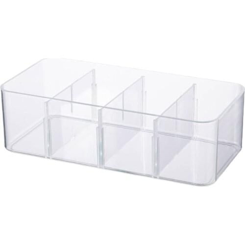 Clear Acrylic Underwear Drawer Organizer Box 4/8 Grids Compartment Divided Closet Storage Bin Stackable Shelf for Socks