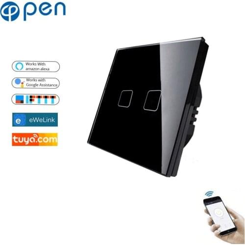 UK /EU 1gang/2gang/3gang 1way Tuya(Smart Life) remote control Smart Switch touch Switch compatiable with Alexa and Google home